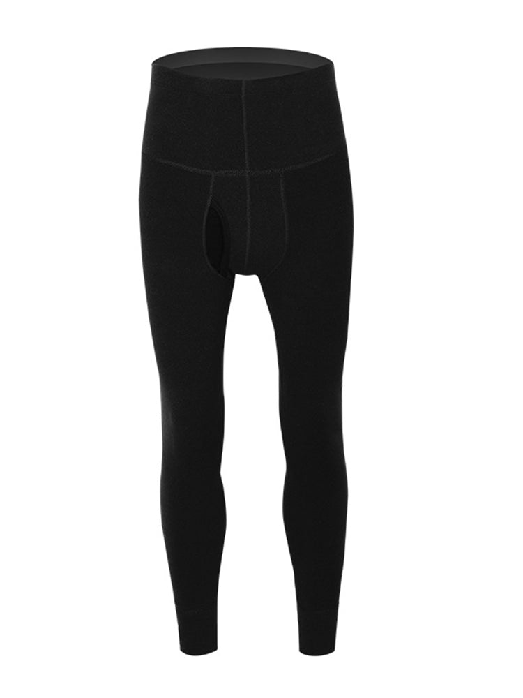 Men's High Waist Plus Fleece Cotton Warm Pants with with Fly