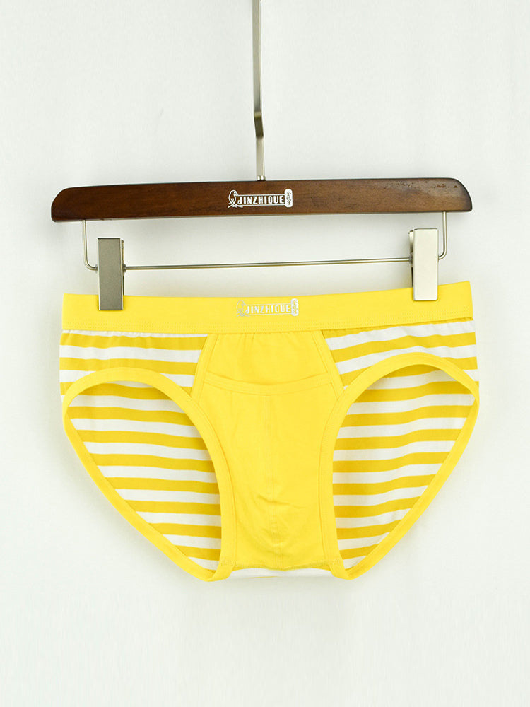4 Pack Men's Mid-Rise Cotton Striped Briefs