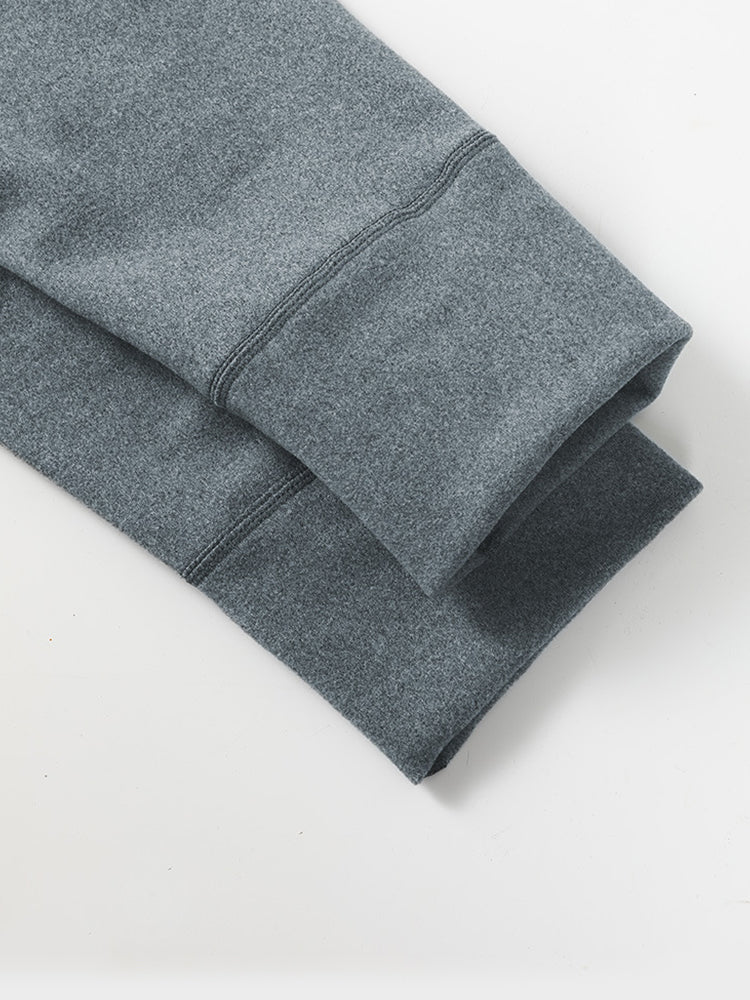 Men's High Waist Plus Fleece Cotton Warm Pants with with Fly