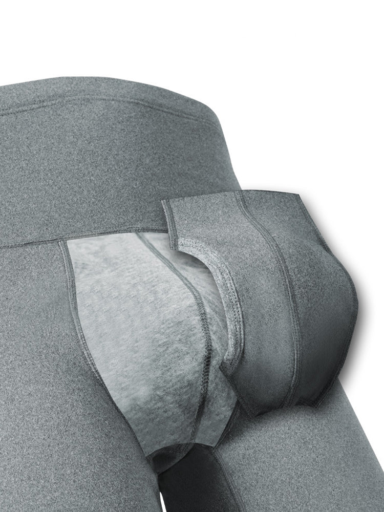 Men's High Waist Plus Fleece Cotton Warm Pants with with Fly