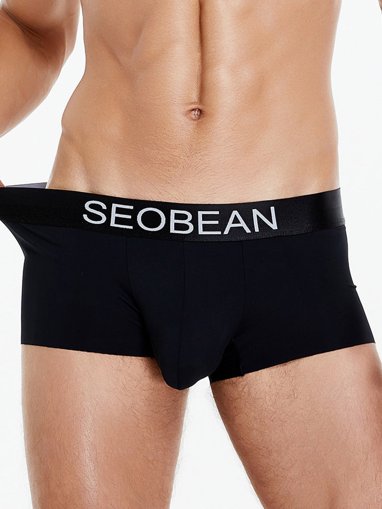 3 Pack Men's Ice Silk Solid Color Breathable Antibacterial Trunks