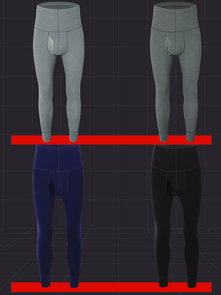 Men's High Waist Plus Fleece Cotton Warm Pants with with Fly