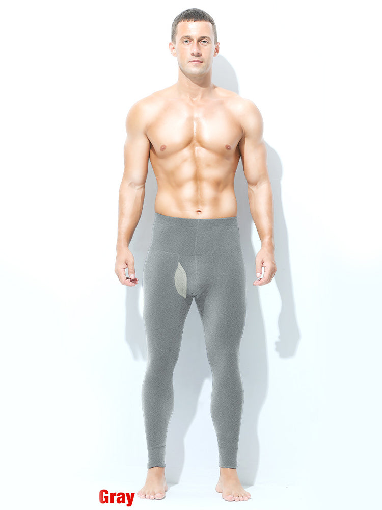 Men's High Waist Plus Fleece Cotton Warm Pants with with Fly