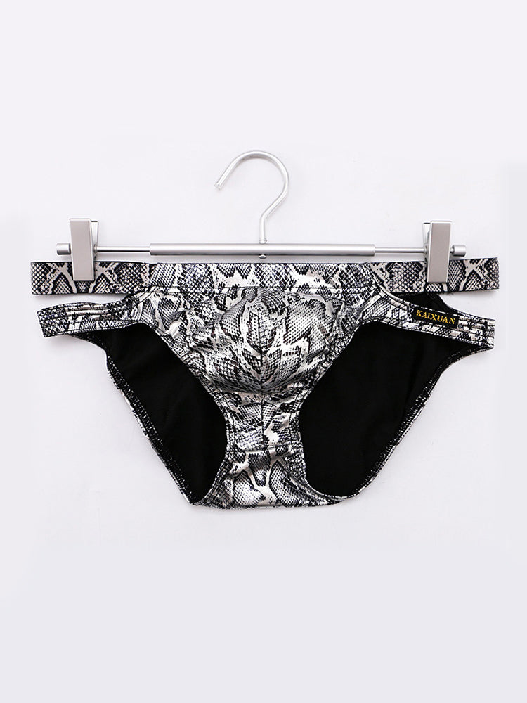 2-pack Men's Snake Print Hollow Briefs