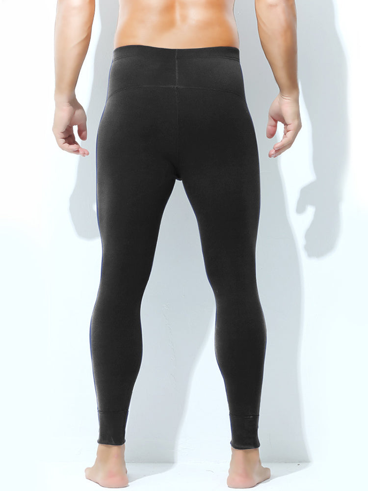 Men's High Waist Plus Fleece Cotton Warm Pants with with Fly