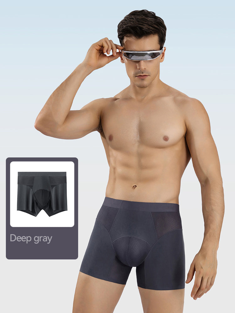2 Pack Men's Modal Seamless Antibacterial Anti-Chafing Leg Boxers Briefs & Midway Briefs