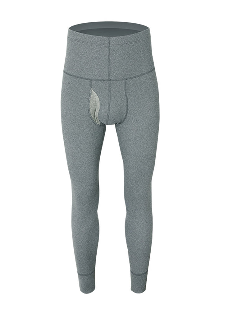 Men's High Waist Plus Fleece Cotton Warm Pants with with Fly