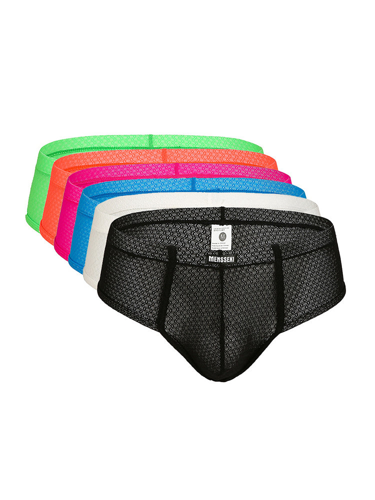 2 Pack Men's Low-Rise Lace Semi-Transparent Trunks