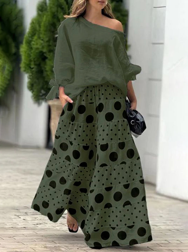 Long Sleeves Loose Asymmetric Solid Color Tied One-Shoulder Blouses&Shirts Tops