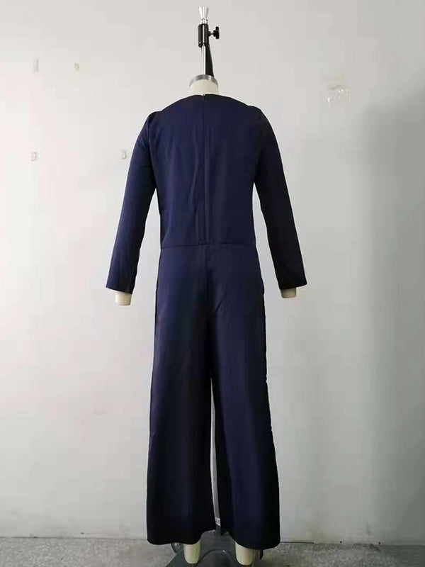 Casual 6 Colors Boat Neck Long Sleeves Jumpsuits