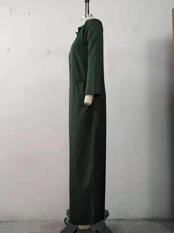Casual 6 Colors Boat Neck Long Sleeves Jumpsuits