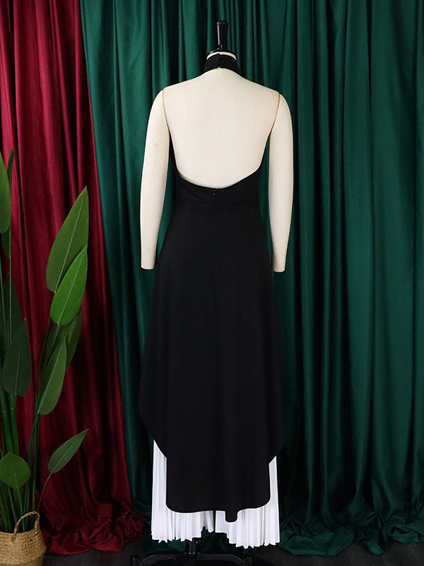 High-Low Loose Backless Lacy Solid Color Halter-Neck Suits