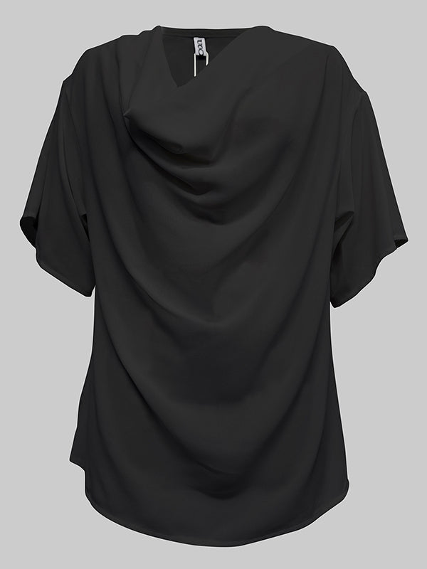 Original Irregular Casual Solid Color Pleated T-Shirt Top