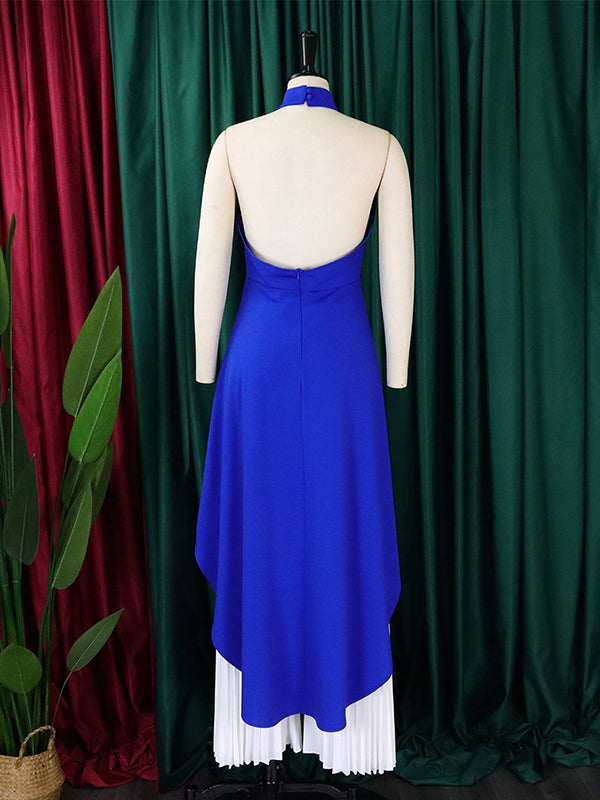 High-Low Loose Backless Lacy Solid Color Halter-Neck Suits
