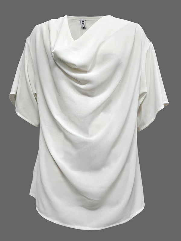 Original Irregular Casual Solid Color Pleated T-Shirt Top