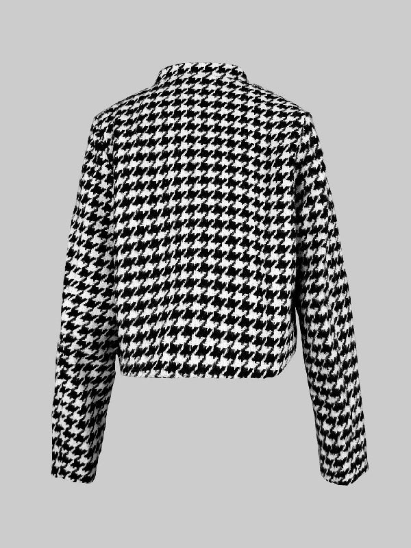 Long Sleeves Loose Printed Stand Collar Jackets Outerwear