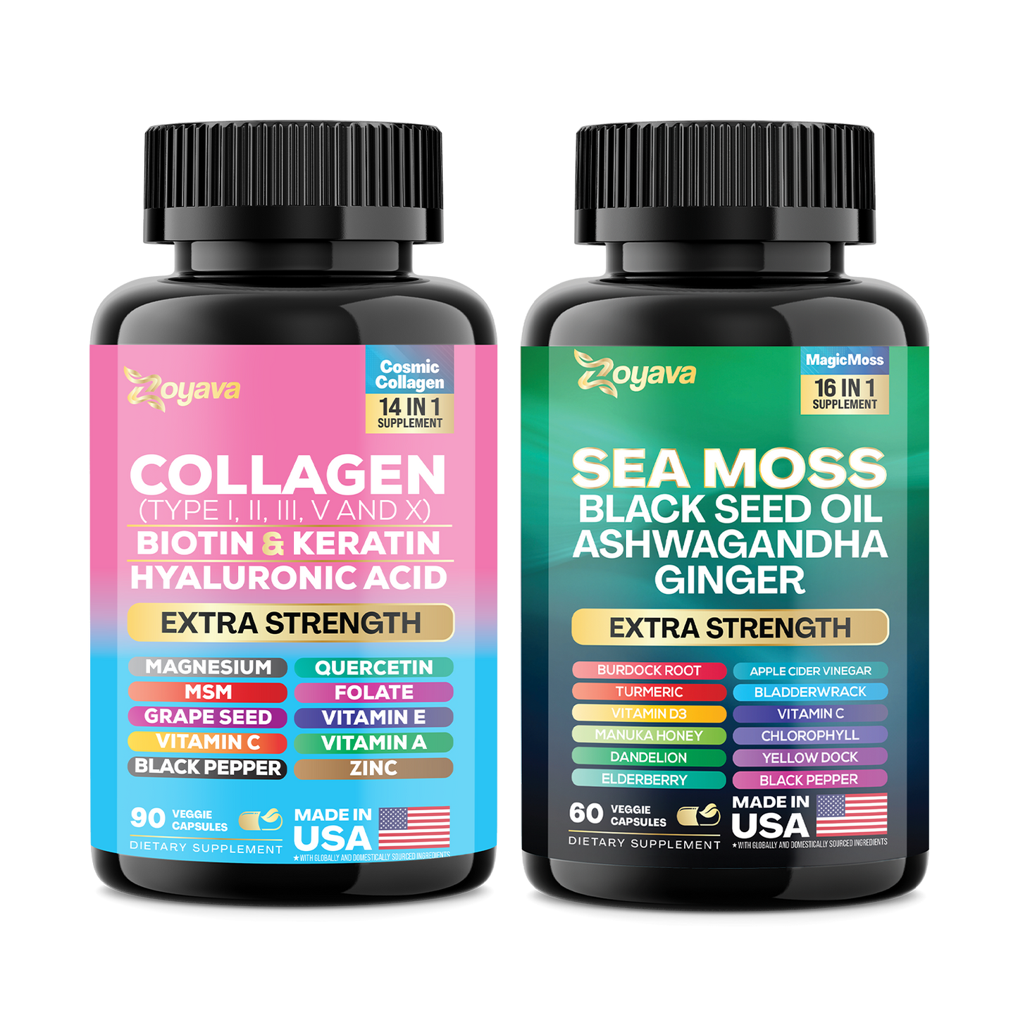 Zoyava™ Revitalize Your Radiance & Wellness: Sea Moss 16-in-1 Magic Moss & Cosmic Collagen Beauty Complex