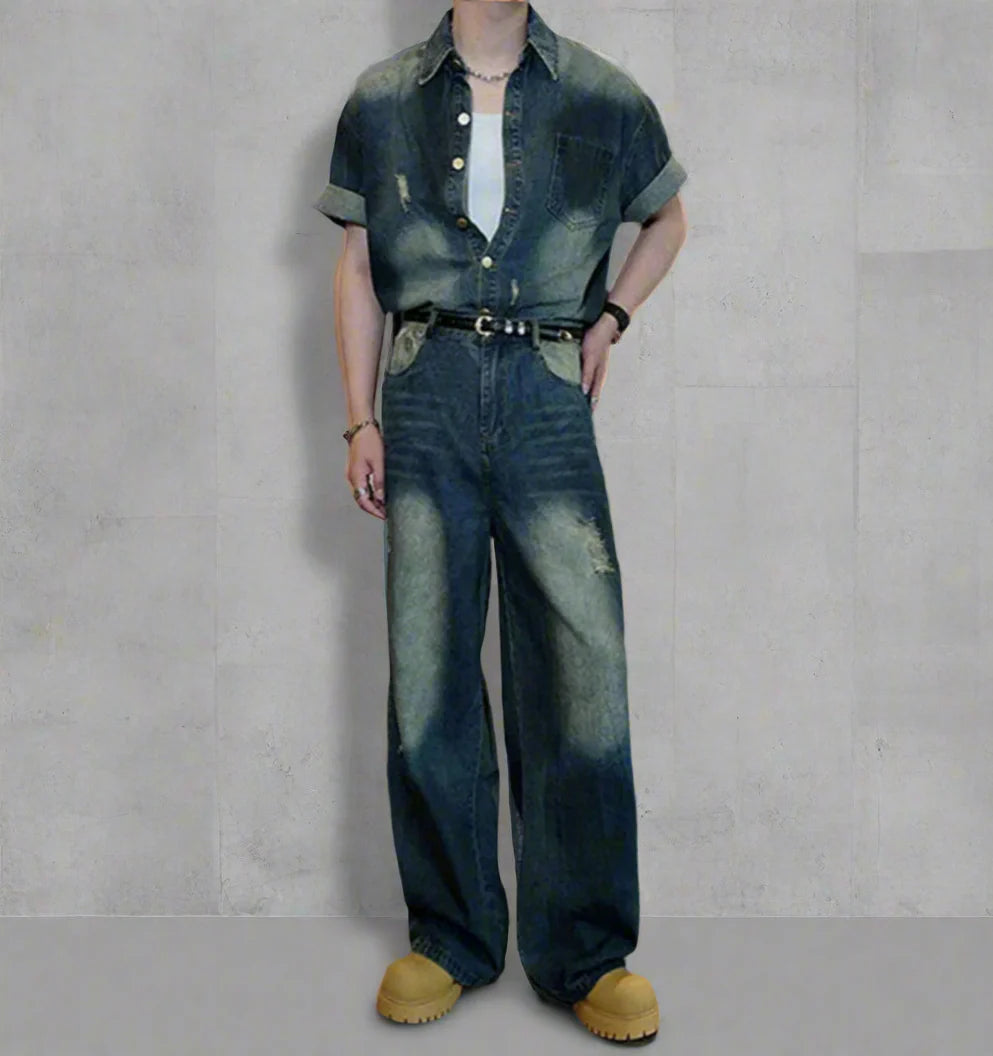Men's Bleached Oversized Denim Set