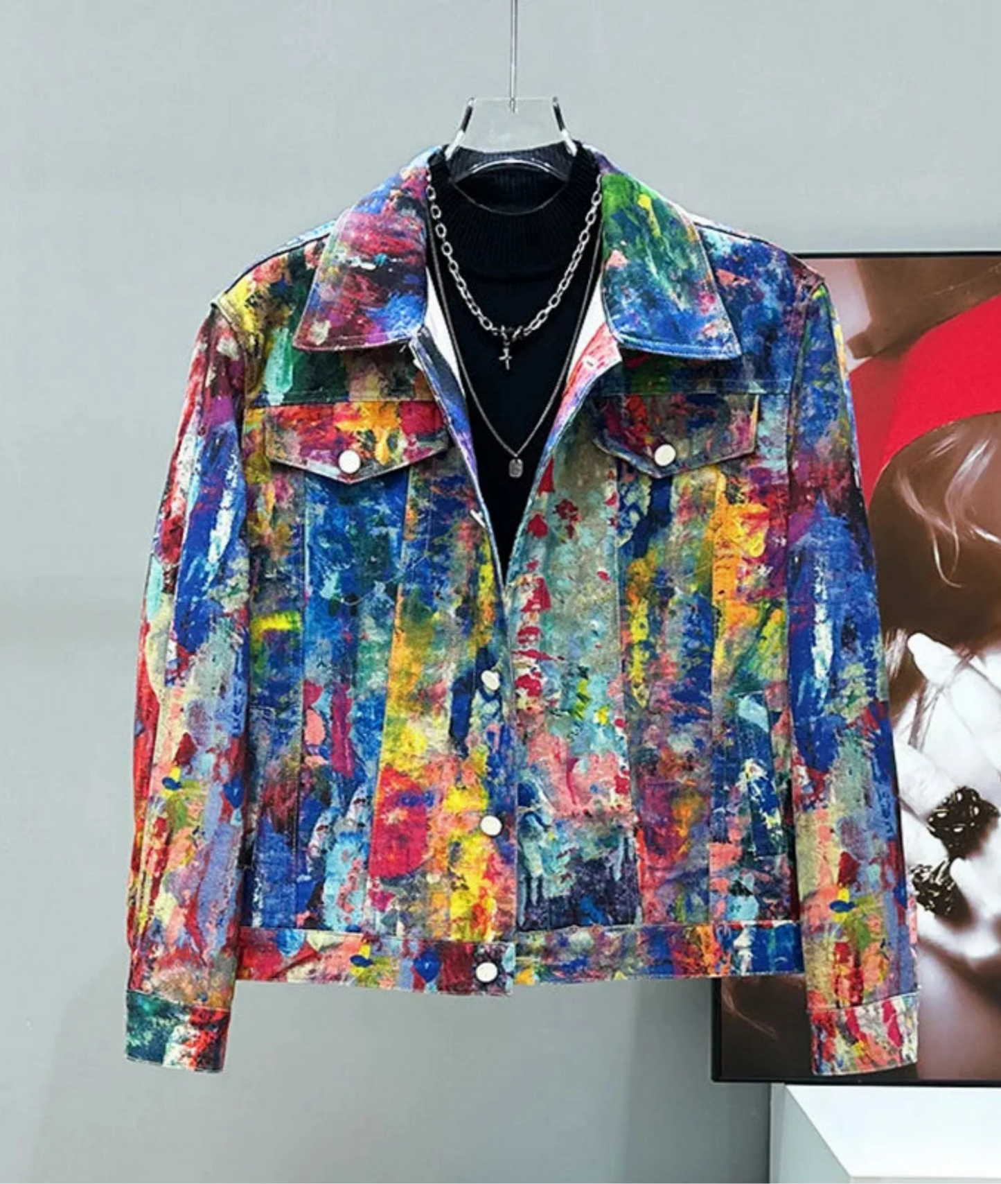 Men's Paint Splatter Denim Jacket
