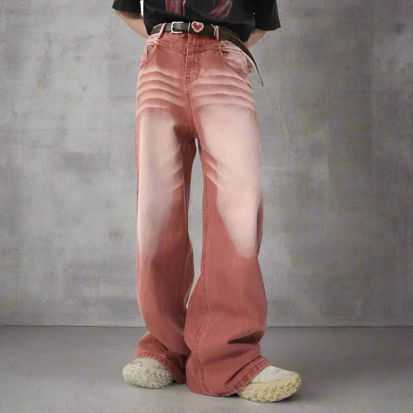 Men's Faded Wash Baggy Jeans