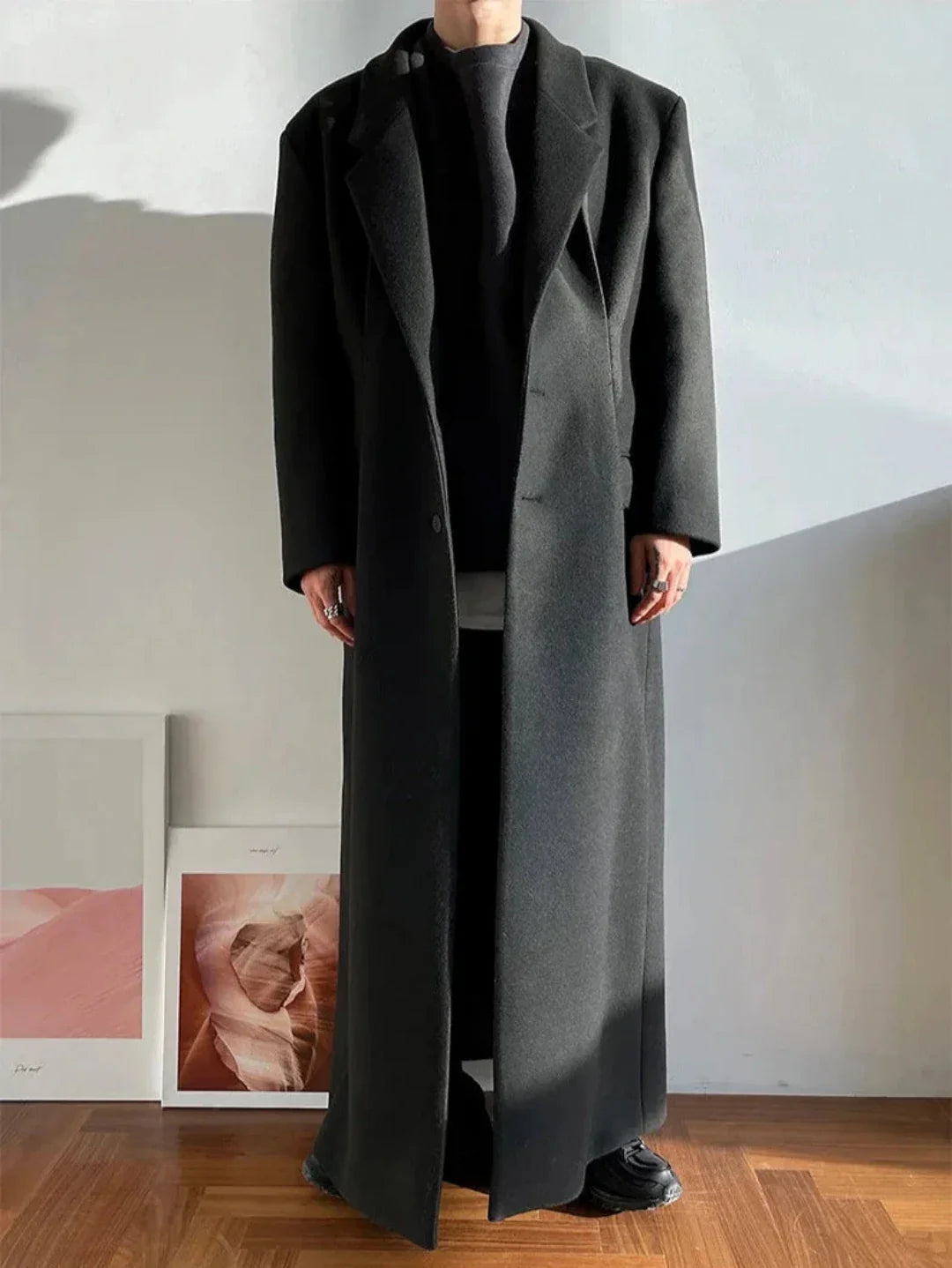 Men's Luxurious Oversized Extra Long Wool Coat