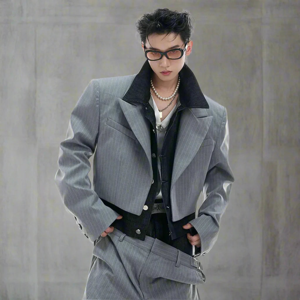 Men's Pinstripe Double-Layered Suit
