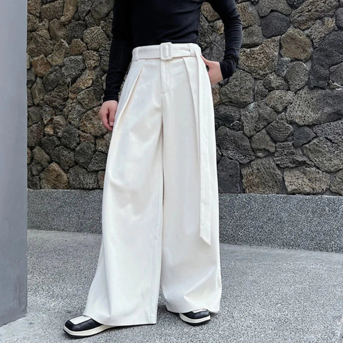 Men's Stylish Casual Soft Wool Wide Leg Baggy Trousers