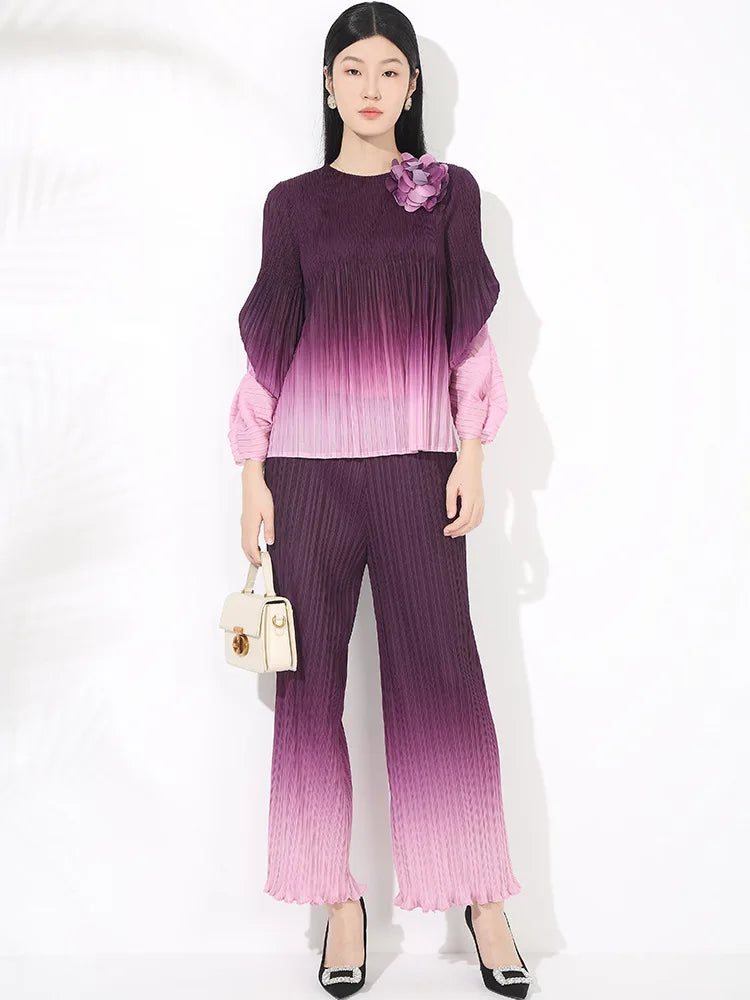 Luxe Japanese Pleated Two-Piece Set