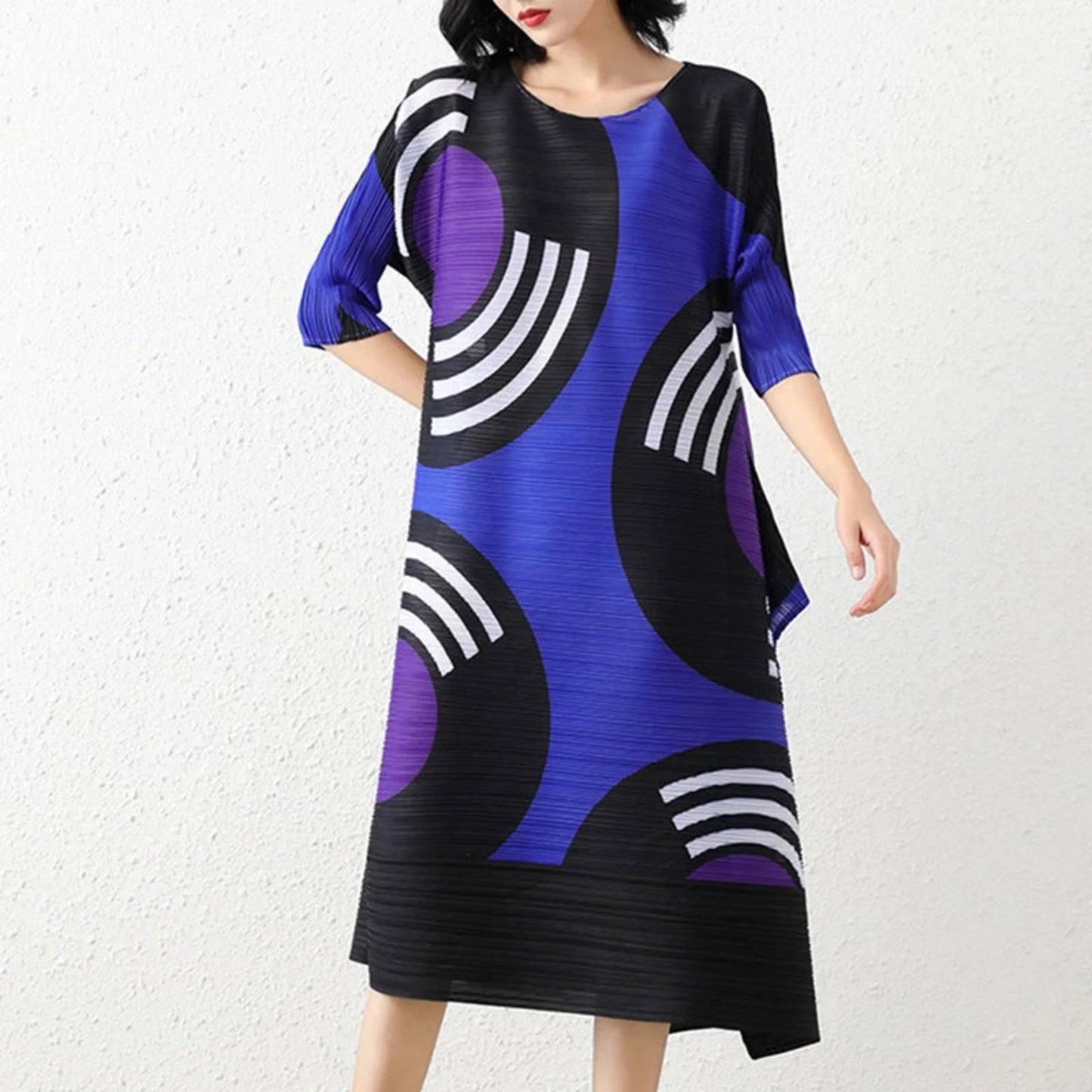 Luxury Geometric Pleated Dress
