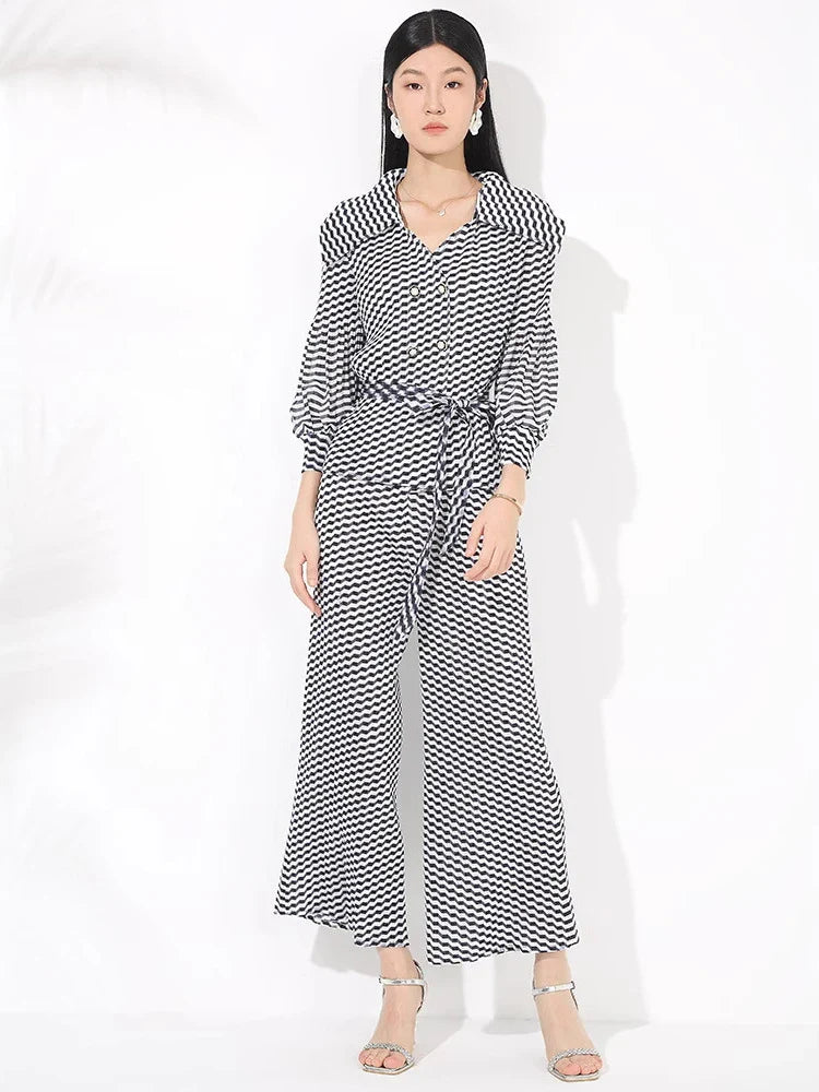 Relaxed Wavy Pleated Pant Set