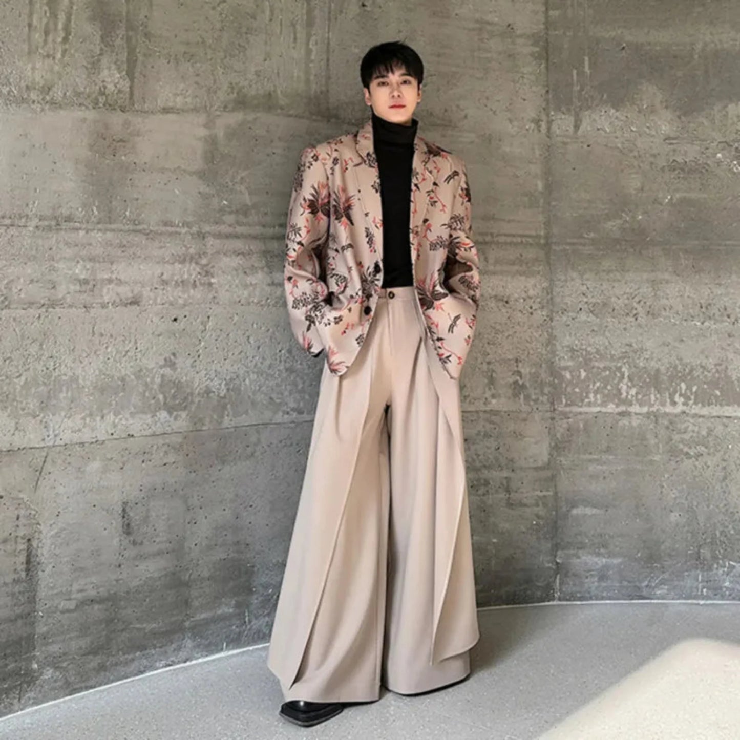 Luxury Men's Khaki Blazer & Pants - Oversized Fit