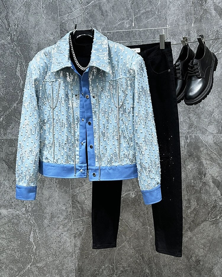 Men's Embellished Denim Jacket