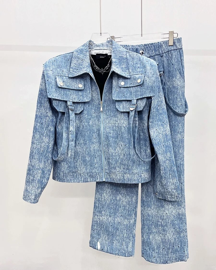 Men's Light Wash Denim Suit