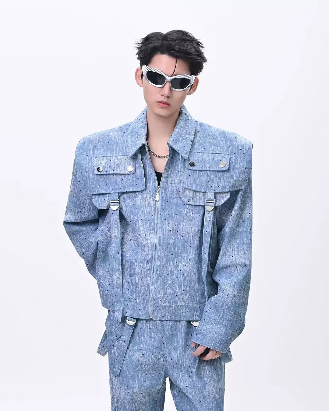 Men's Light Wash Denim Suit