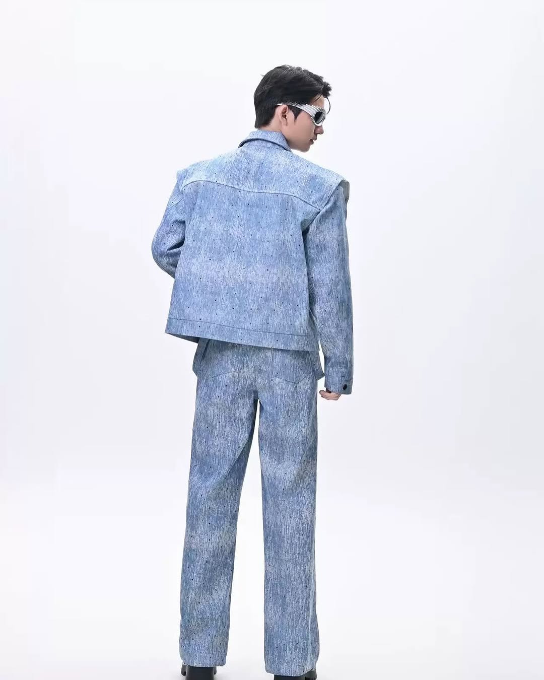 Men's Light Wash Denim Suit