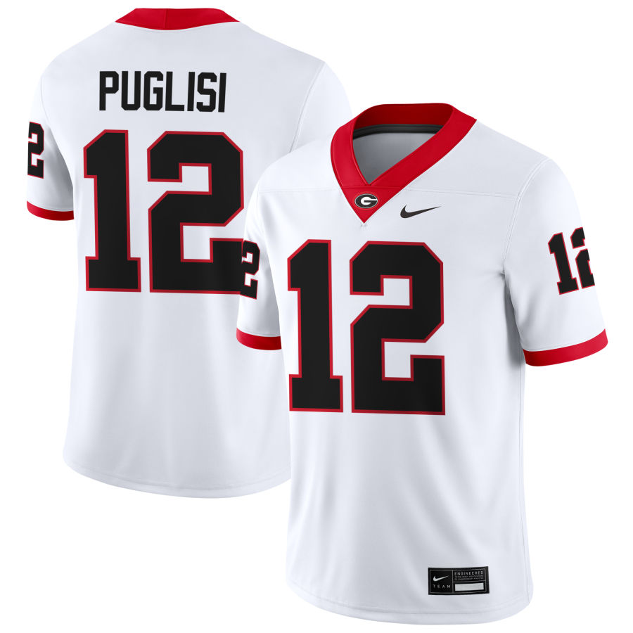 Men’s #12 Ryan Puglisi Georgia Bulldogs Football Jersey