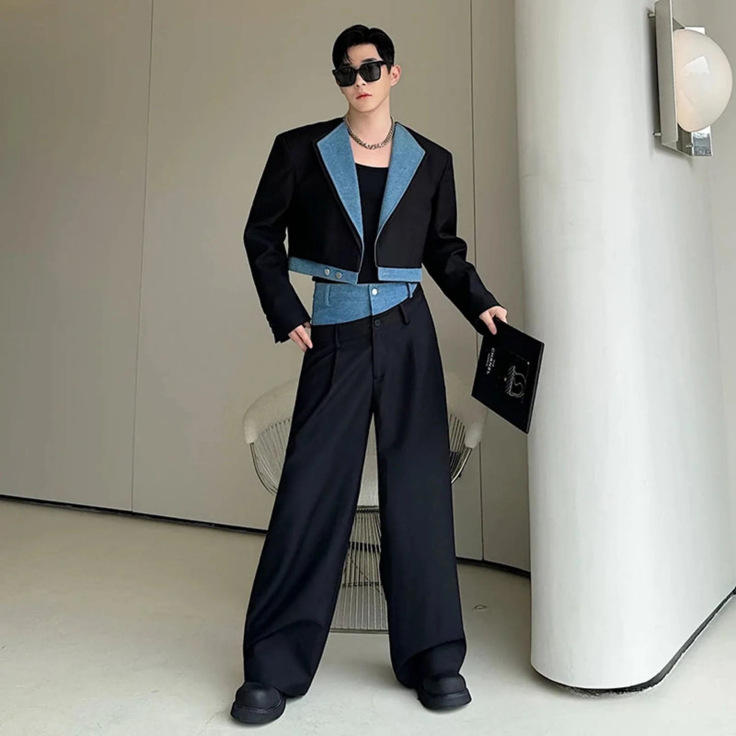Men's 2-Piece Classic Denim Cropped Jacket & Pants Set