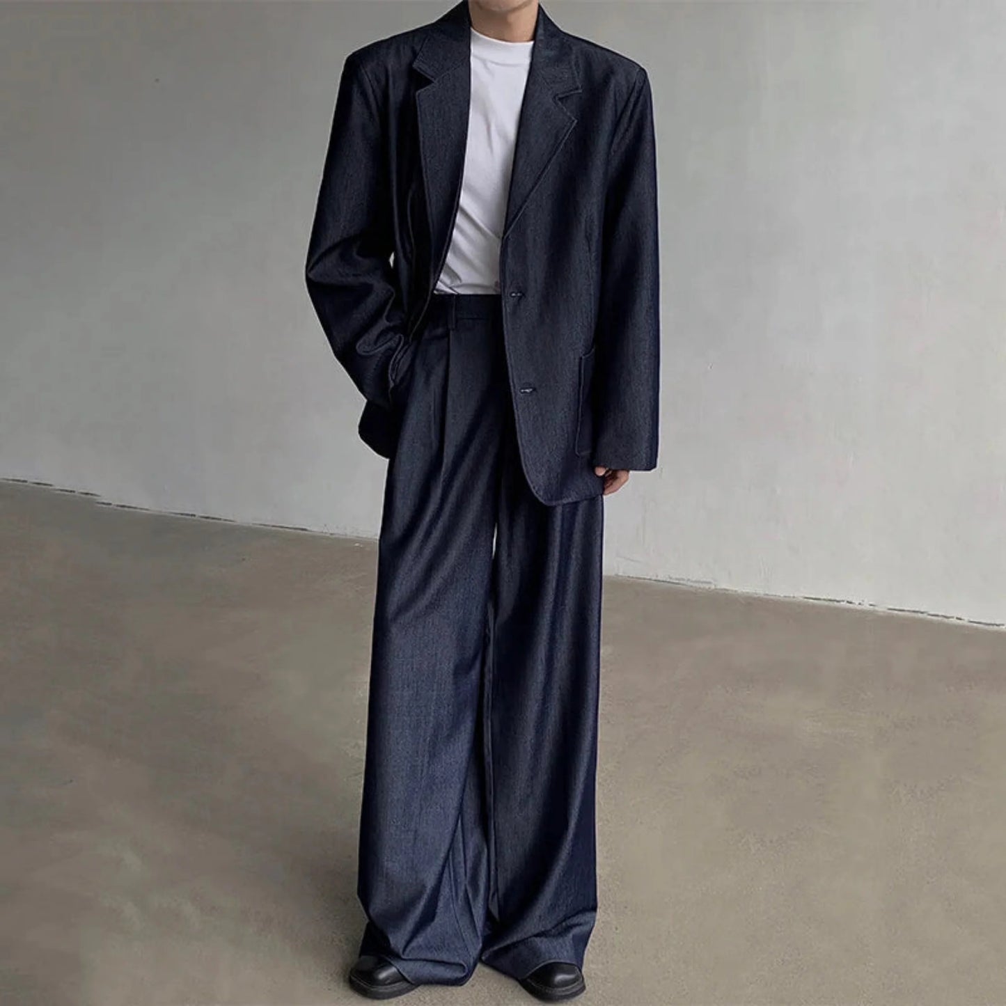 Men's Luxury Dark Denim Oversized Suit Set
