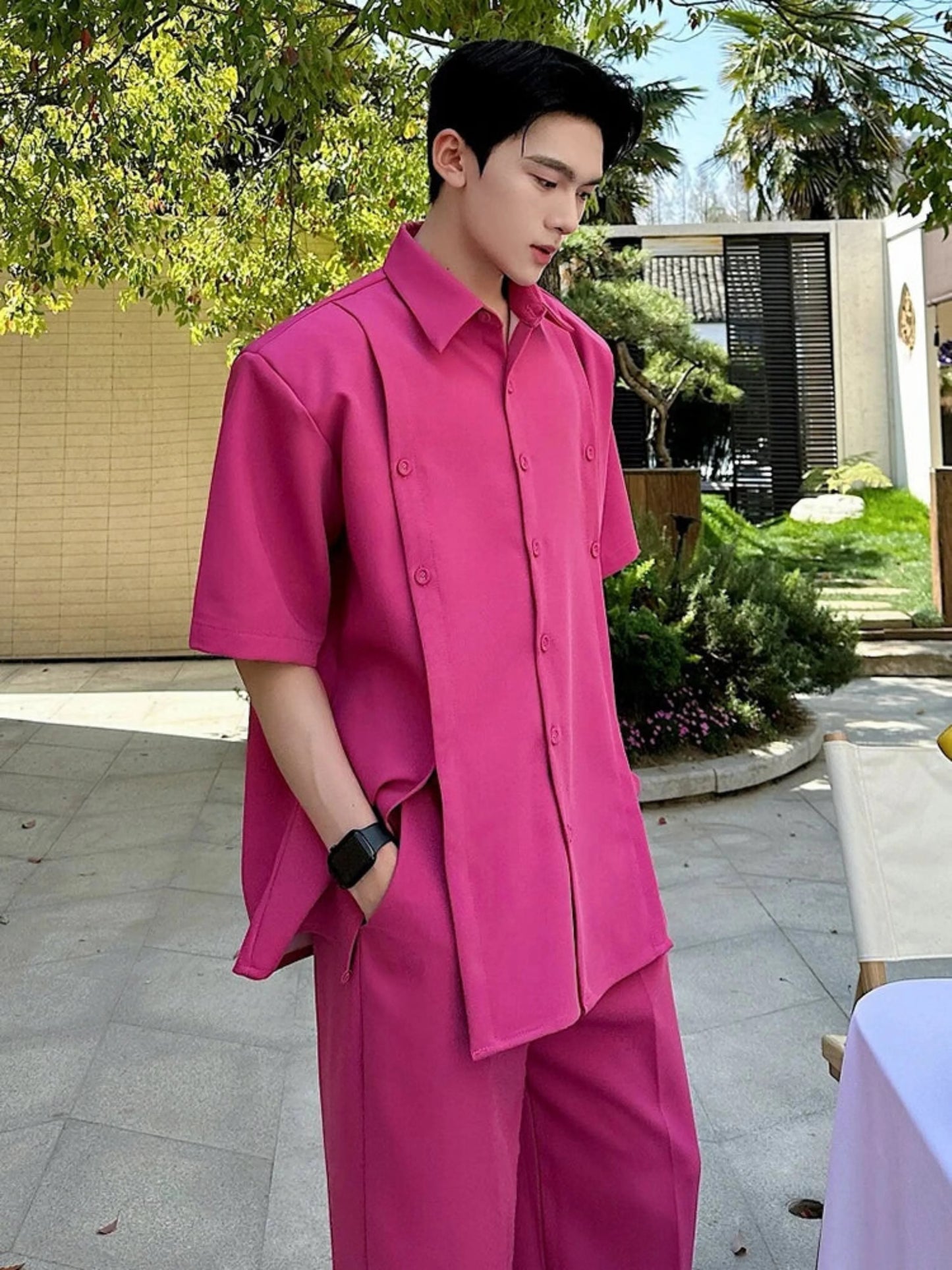 Men's Avant-Garde Short Sleeve Suit Set
