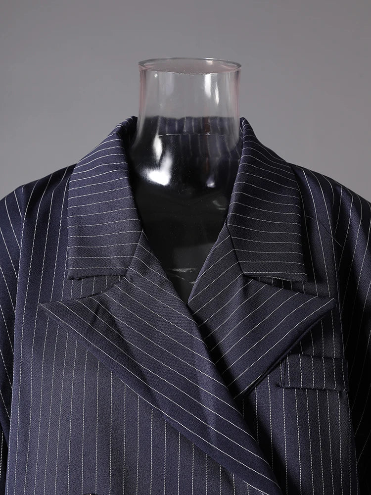 Women's Pinstripe Suit Set - Comfortable Elastic Waistband