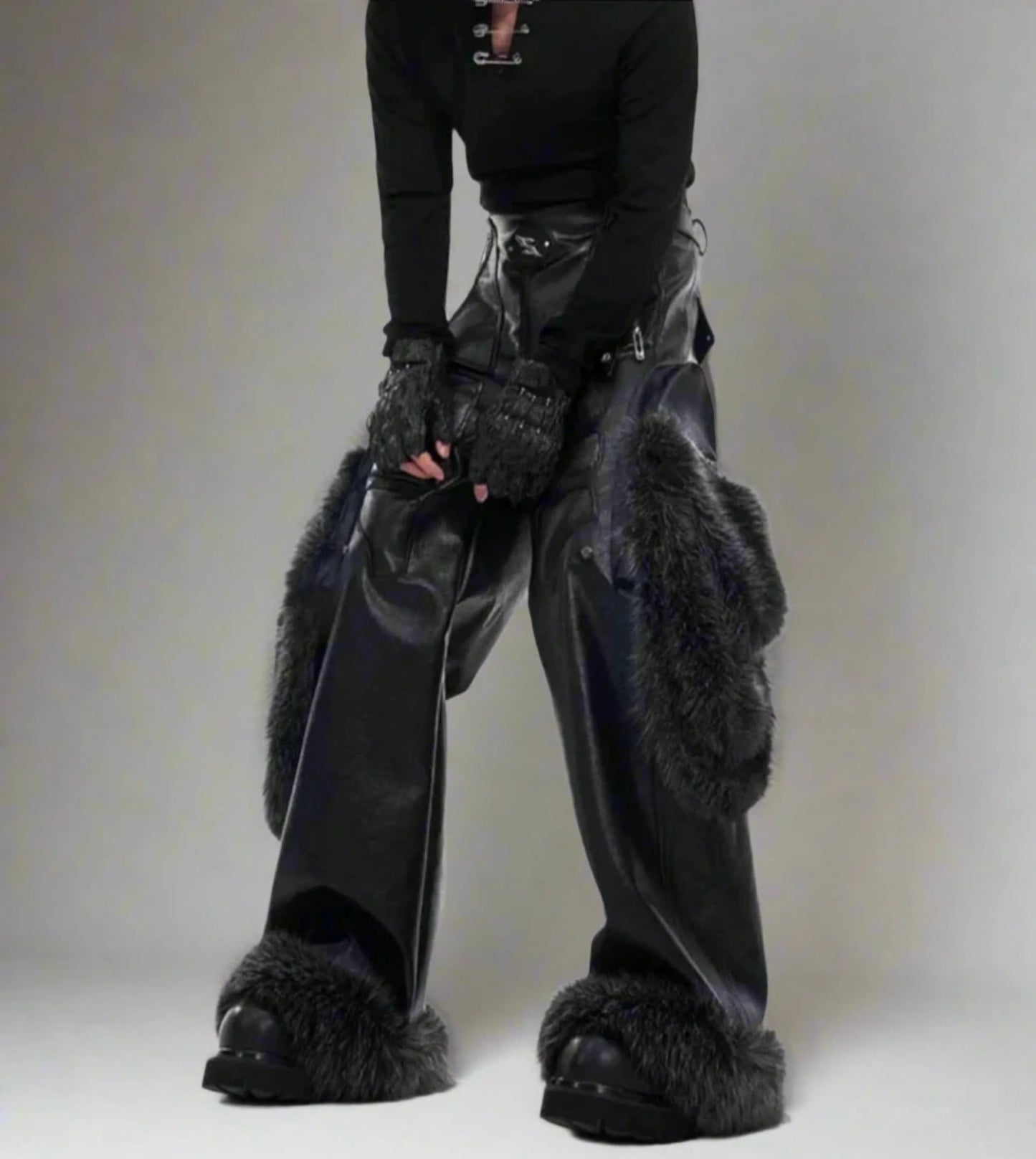 High-End Men's Vegan Leather Cargo Pants