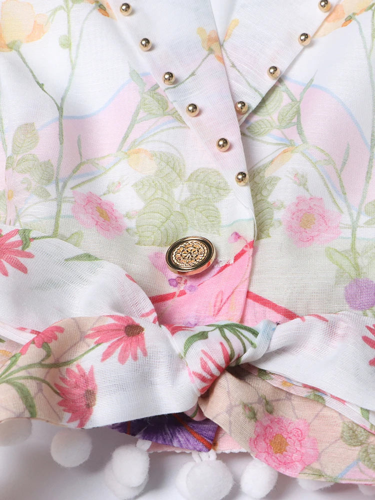 Luxury Floral Blouse and Skirt Set