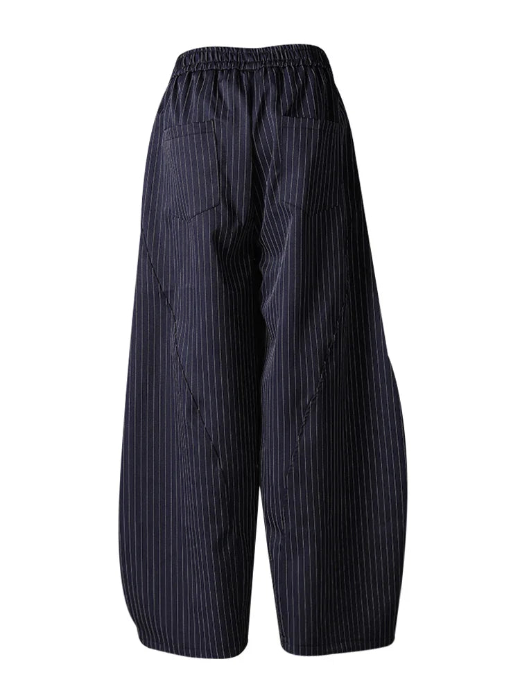 Women's Pinstripe Suit Set - Comfortable Elastic Waistband