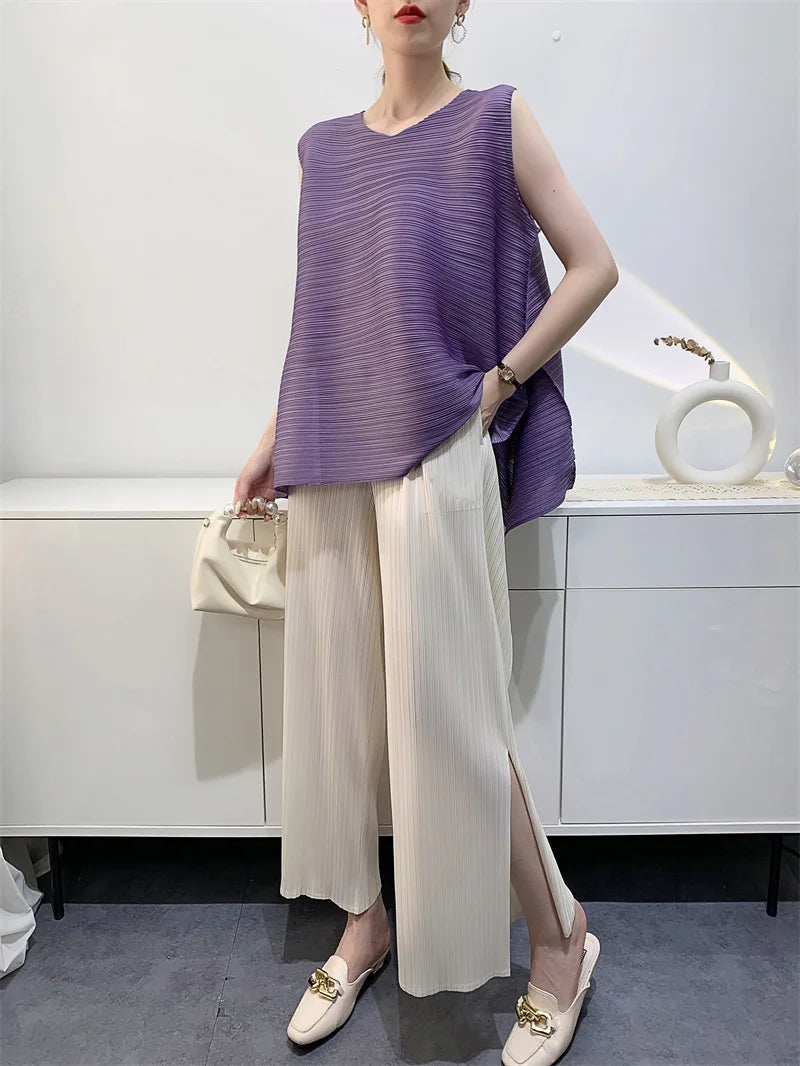 Couture Pleated Sleeveless Top
