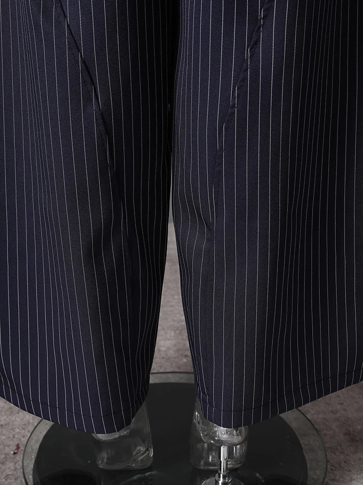 Women's Pinstripe Suit Set - Comfortable Elastic Waistband