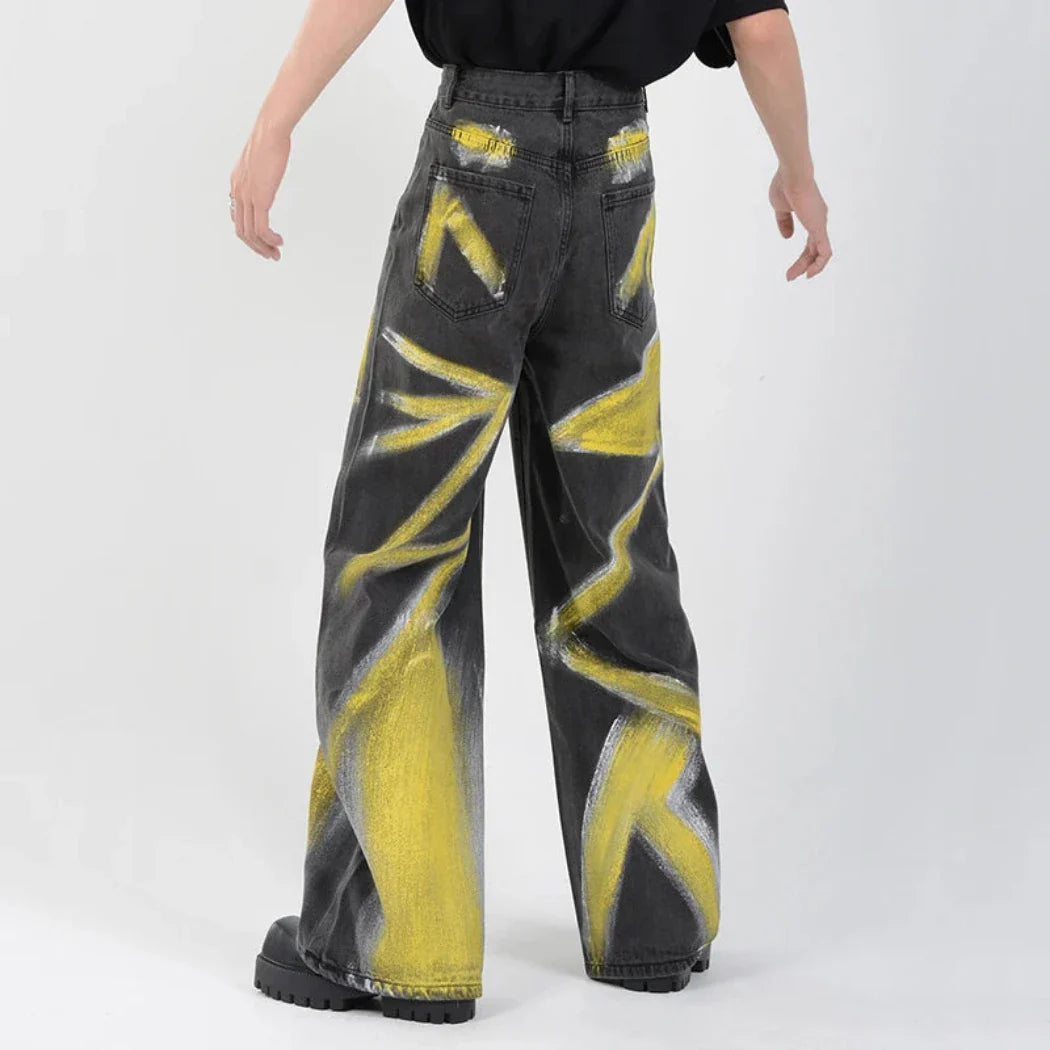 Men's Charcoal Graffiti Jeans