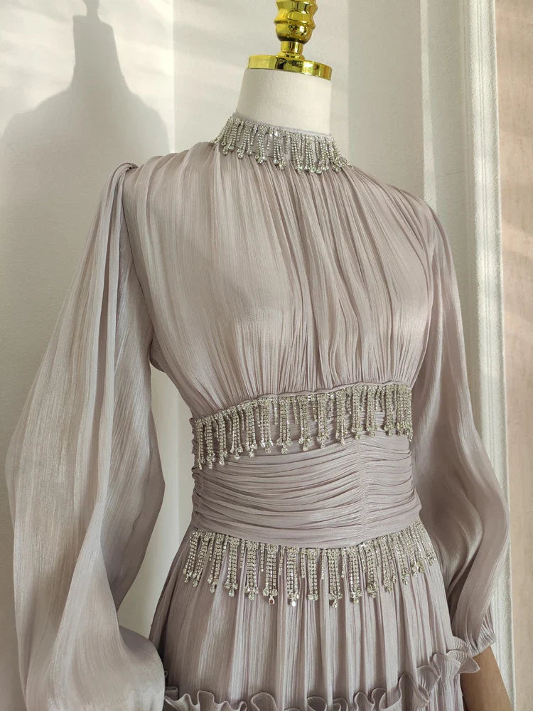 Beaded Midi High Waisted Dress