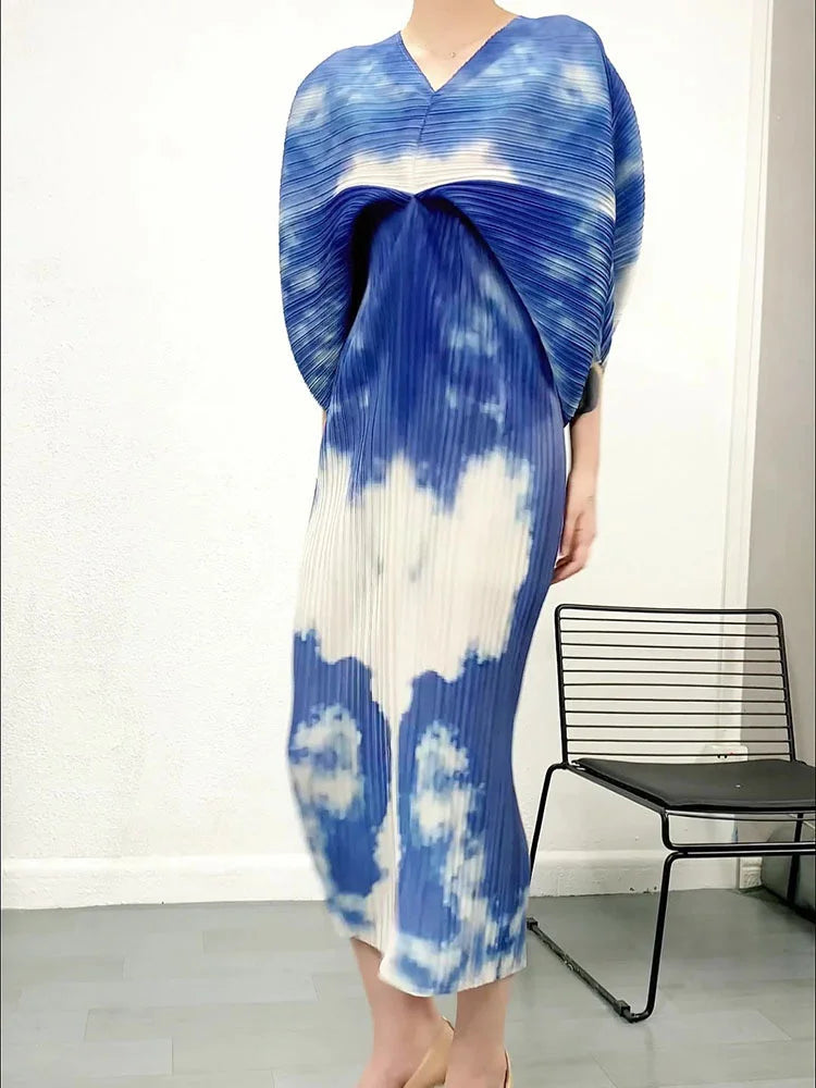Women's Cloudscape Pleated Midi Dress