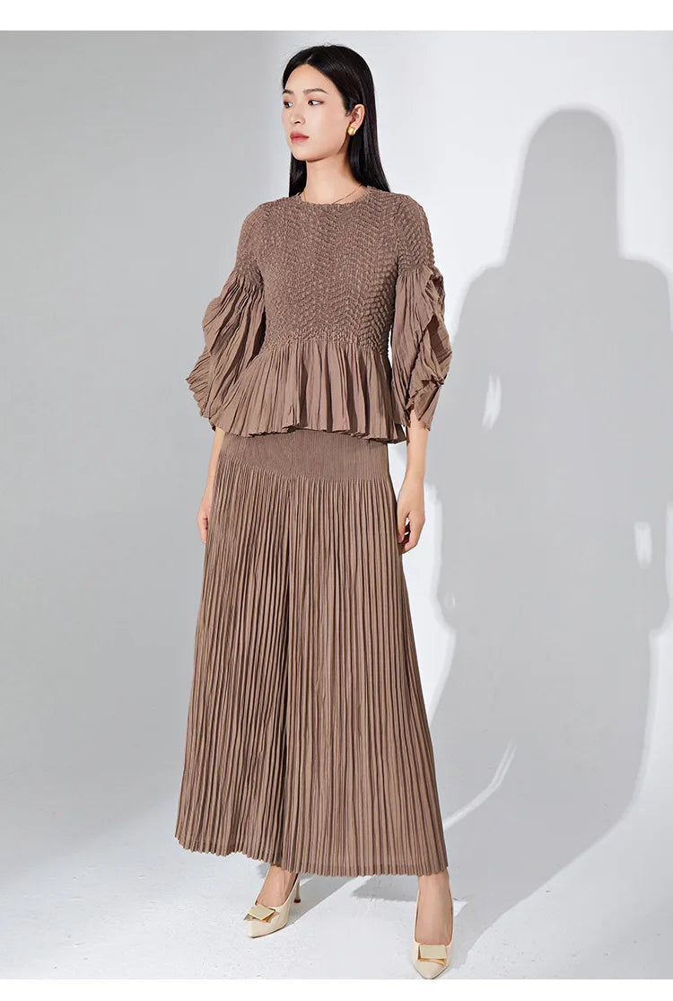 Designer Ruffle Pleated Pants & Top Set