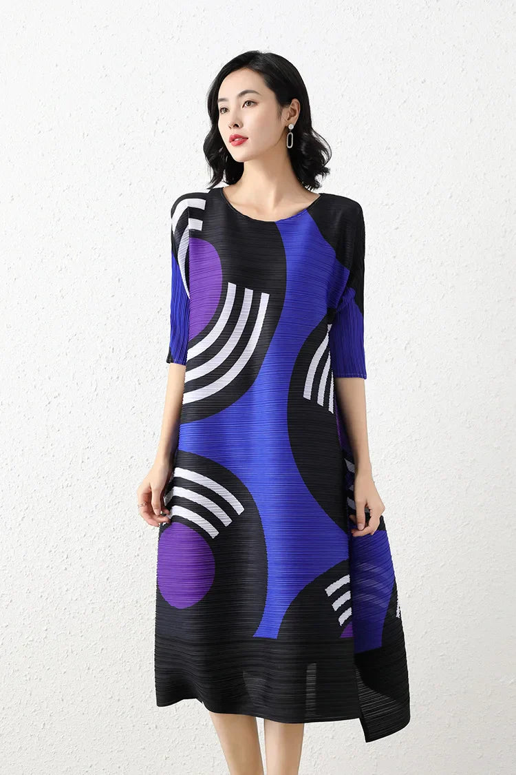Luxury Geometric Pleated Dress